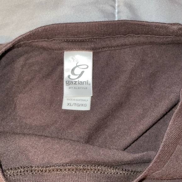 Custom Ironed On Brown T-Shirt with Script, worn only a couple times - Picture 4 of 5